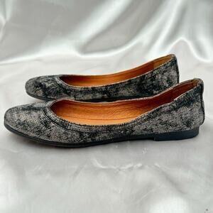 Frye Carson Metallic Black Women’s Size 7 B Ballet Slip On Flats